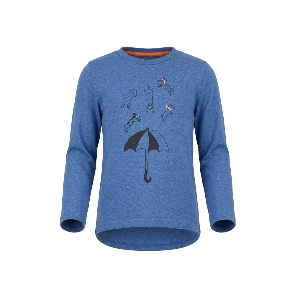 Mini Boden Kids Blue Raining Cats and Dogs Graphic Long Sleeve Tee Shirt 3-4Y